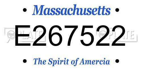 E267522 Massachusetts License Plate