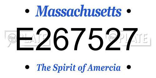 E267527 Massachusetts License Plate