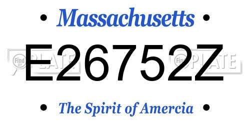 E26752Z Massachusetts License Plate