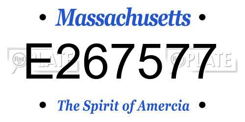 E267577 Massachusetts License Plate