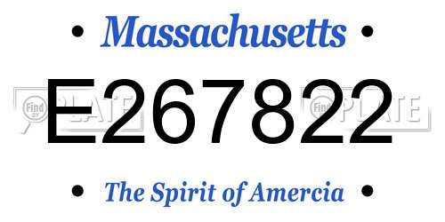 E267822 Massachusetts License Plate