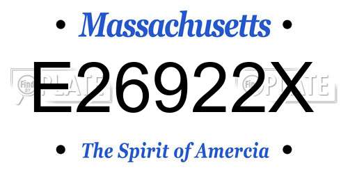 E26922X Massachusetts License Plate