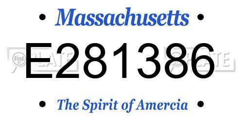 E281386 Massachusetts License Plate