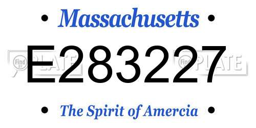 E283227 Massachusetts License Plate