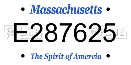 E287625 Massachusetts License Plate