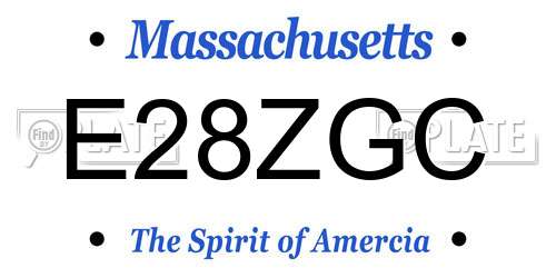 E28ZGC Massachusetts License Plate
