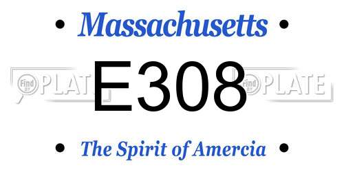E308 Massachusetts License Plate