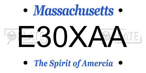 E30XAA Massachusetts License Plate