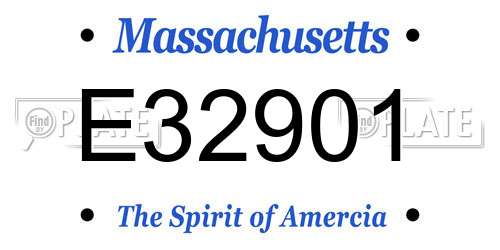 E32901 Massachusetts License Plate