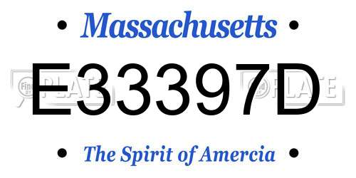 E33397D Massachusetts License Plate