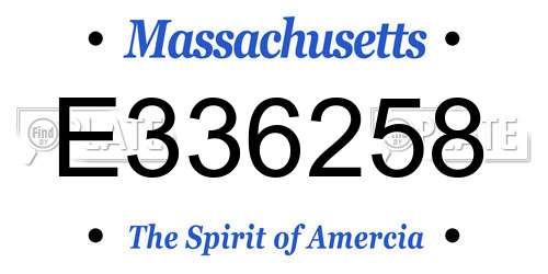 E336258 Massachusetts License Plate
