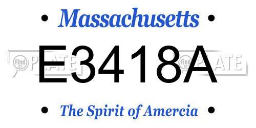 E3418A Massachusetts License Plate