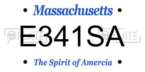 E341SA Massachusetts License Plate
