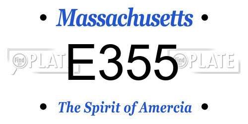 E355 Massachusetts License Plate