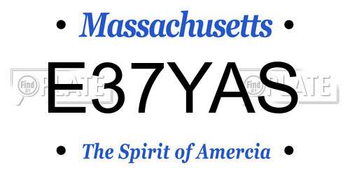 E37YAS Massachusetts License Plate
