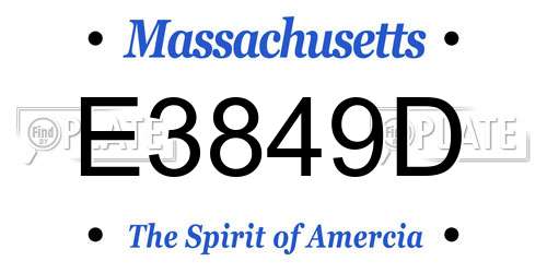 E3849D Massachusetts License Plate