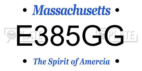 E385GG Massachusetts License Plate