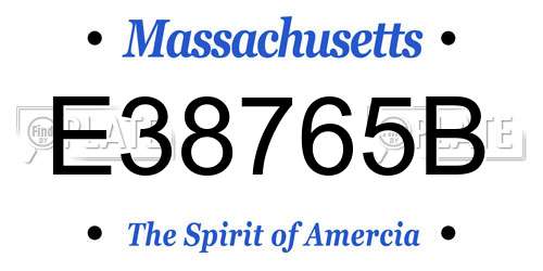 E38765B Massachusetts License Plate