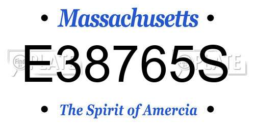 E38765S Massachusetts License Plate