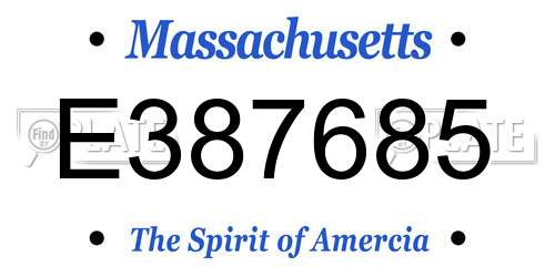 E387685 Massachusetts License Plate