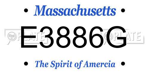 E3886G Massachusetts License Plate