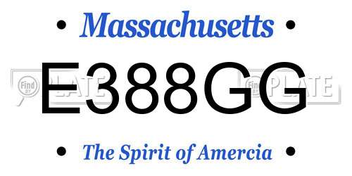 E388GG Massachusetts License Plate