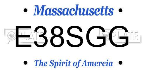 E38SGG Massachusetts License Plate