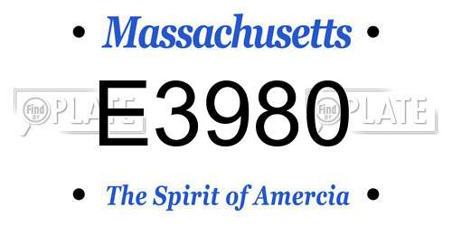 E3980 Massachusetts License Plate