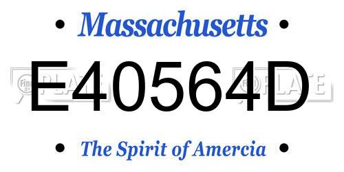 E40564D Massachusetts License Plate