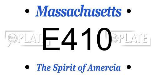E410 Massachusetts License Plate