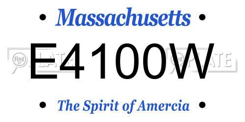 E4100W Massachusetts License Plate