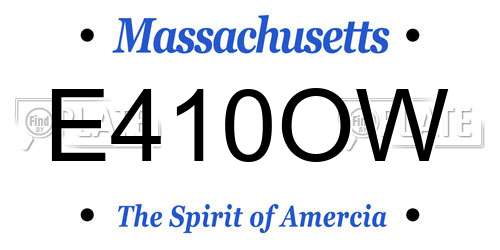 E410OW Massachusetts License Plate