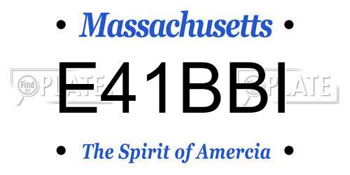 E41BBI Massachusetts License Plate