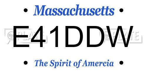 E41DDW Massachusetts License Plate