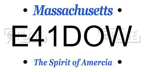 E41DOW Massachusetts License Plate