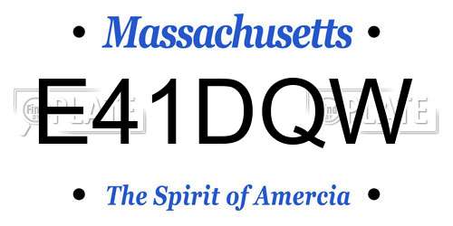 E41DQW Massachusetts License Plate