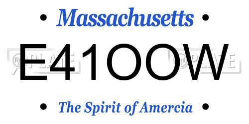 E41OOW Massachusetts License Plate