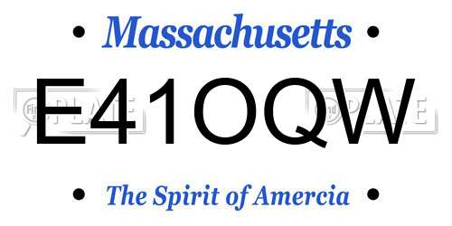 E41OQW Massachusetts License Plate
