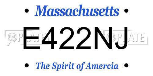 E422NJ Massachusetts License Plate