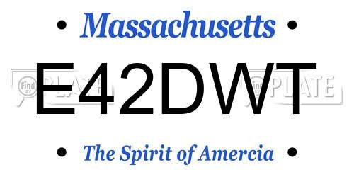 E42DWT Massachusetts License Plate