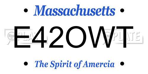 E42OWT Massachusetts License Plate