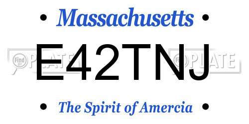 E42TNJ Massachusetts License Plate