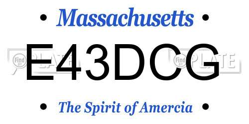 E43DCG Massachusetts License Plate