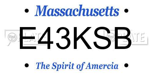E43KSB Massachusetts License Plate