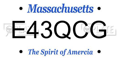 E43QCG Massachusetts License Plate