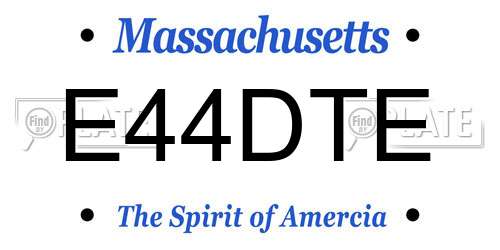 E44DTE Massachusetts License Plate
