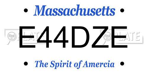 E44DZE Massachusetts License Plate