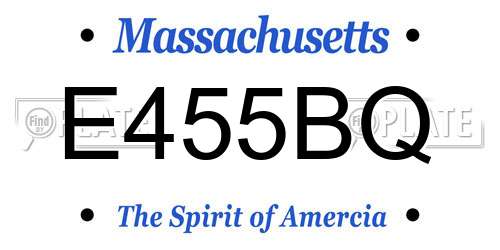 E455BQ Massachusetts License Plate