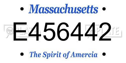 E456442 Massachusetts License Plate