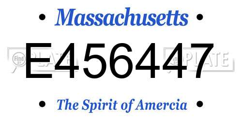 E456447 Massachusetts License Plate